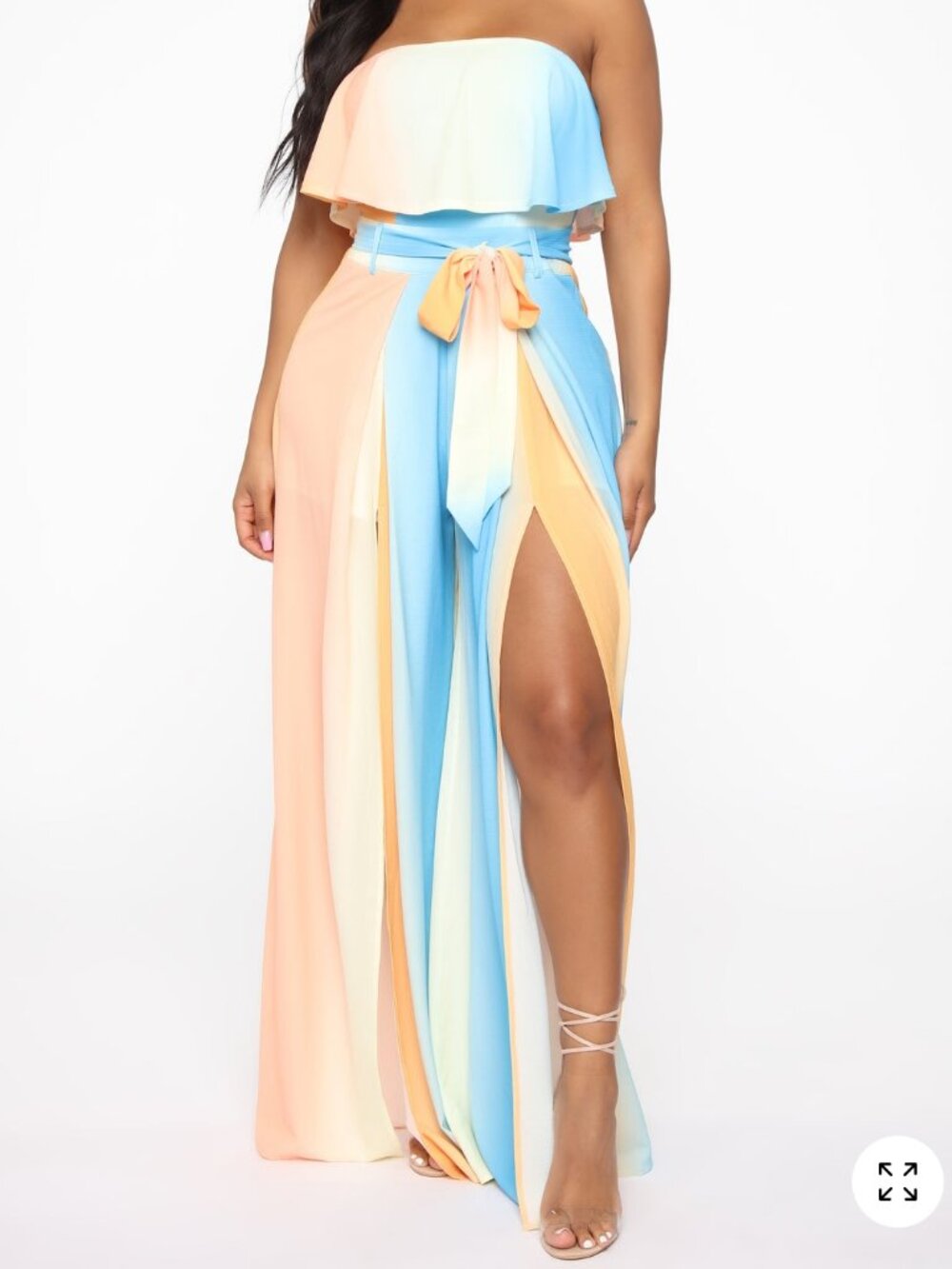 Fashion Nova Blue Ombre Strapless Wide Leg Jumpsuit